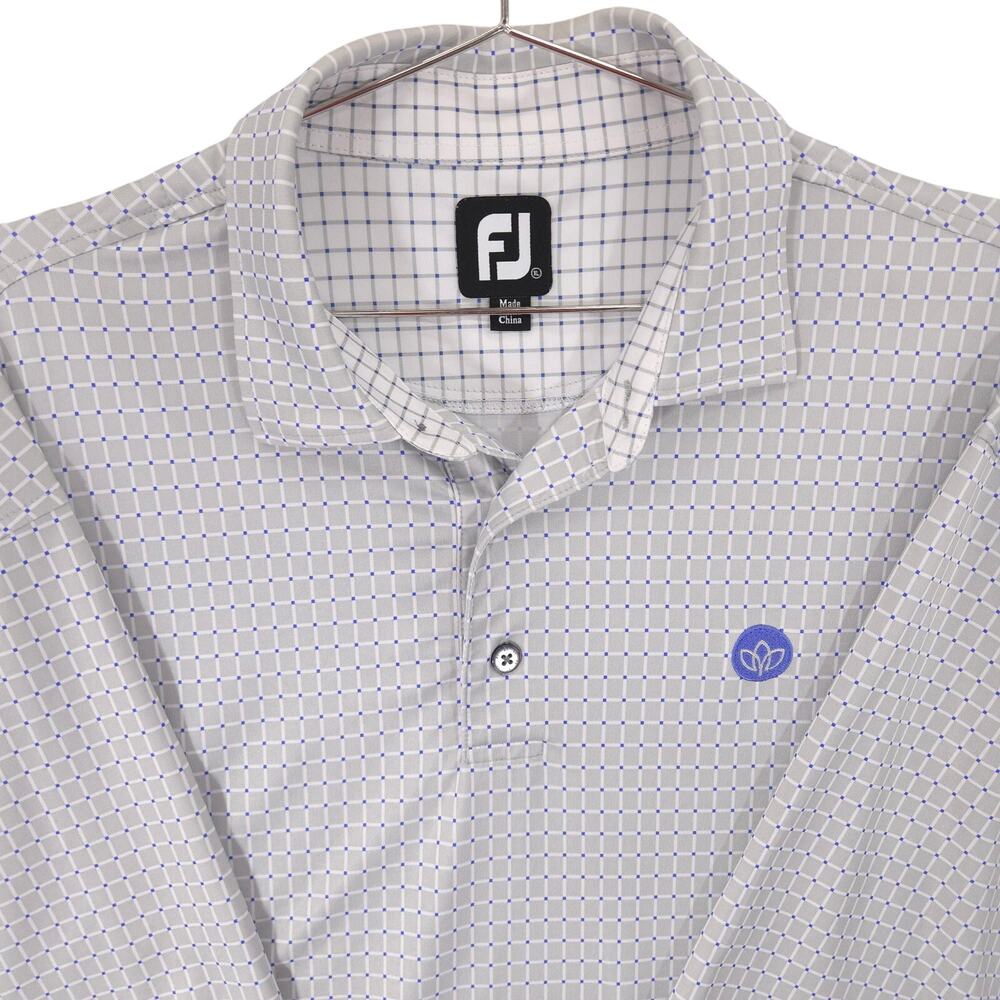 FootJoy Polo Mens XL Gray Blue Geometric Performance Short Sleeve Golf Shirt